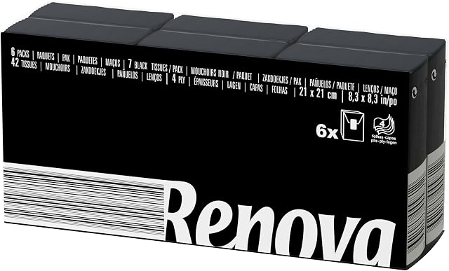 Renova Kompaktowe czarne chusty, 6 paczek, 7 sztuk (opakowanie 6)