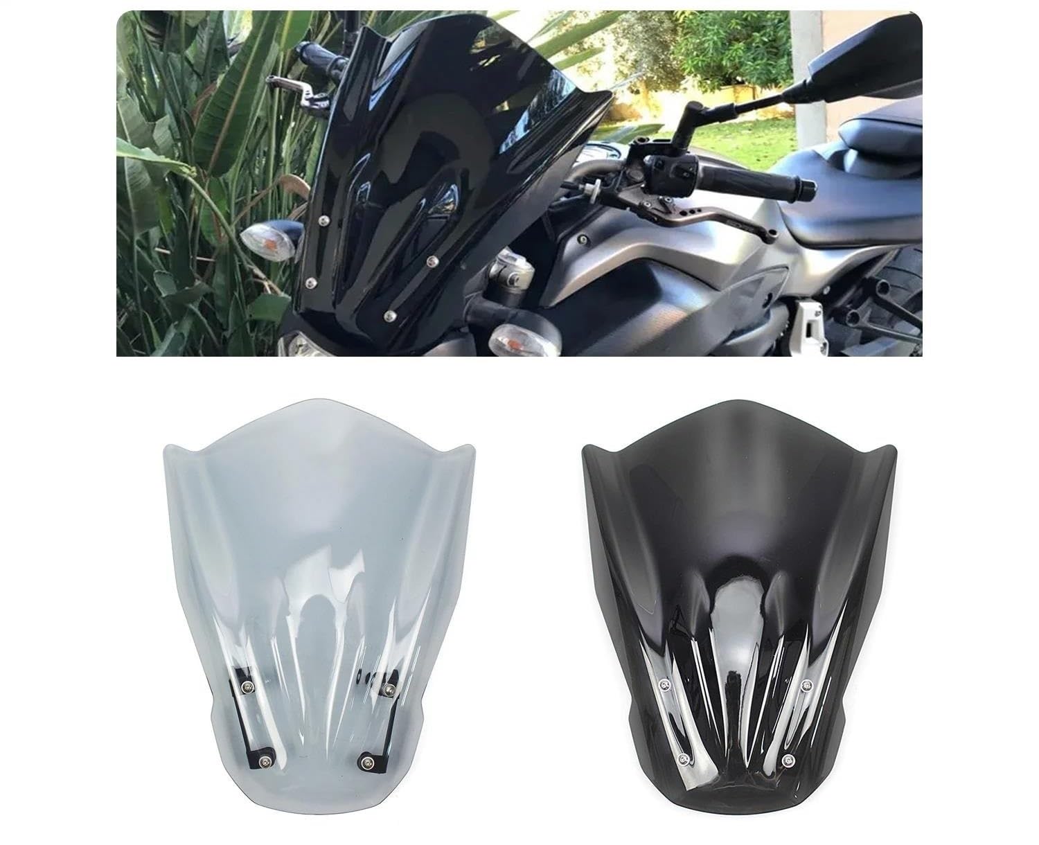 Do Motocykla Yamaha MT07 FZ07 2013-2017 2014 2015 2016 Owiewka Przednia Z Uchwytem Przedłużenie szyby motocykla(Light smoke)