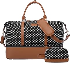 Sucipi Weekender Bags for Women Canvas Travel Duffle Bag with Shoe Compartment Overnight Bag Carry on Gym Duffel with Toiletry Bag for Traveling Weekend Hospital Bags for Labor and Delivery