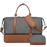 Sucipi Weekender Bags for Women Canvas Travel Duffle Bag with Shoe Compartment Overnight Bag Carry on Gym Duffel with Toiletry Bag for Traveling Weekend Hospital Bags for Labor and Delivery