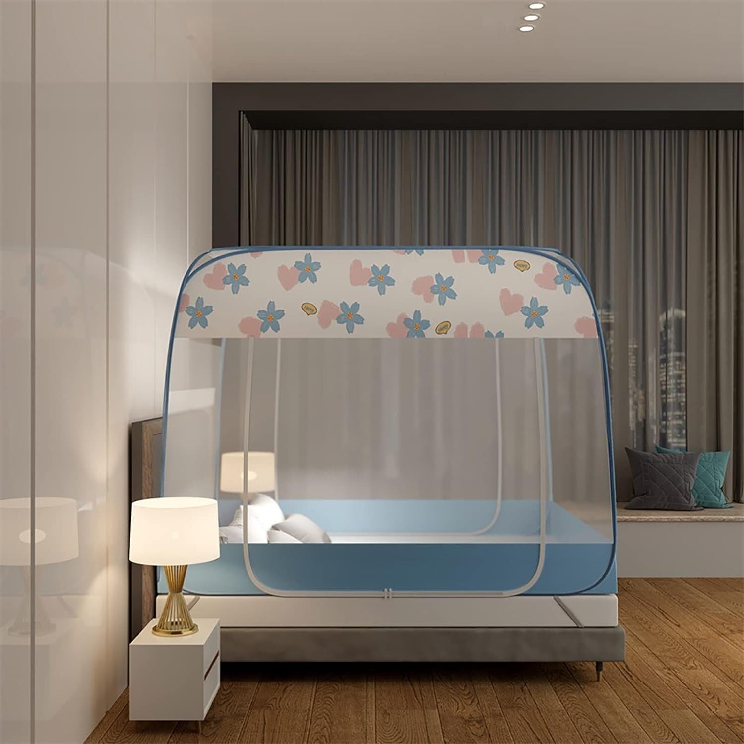 Double Door Pop-Up Mosquito Net, Folding Portable with Net Bottom Mosquito Net for Adults Trip Camping Travel(4,1.2m)