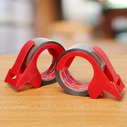 Miniatura 7 de Cinta de embalaje marrón resistente, paquete de 2 unidades de 1.88 pulgadas x 55 yardas con dispensador de cinta de embalaje marrón para envío y