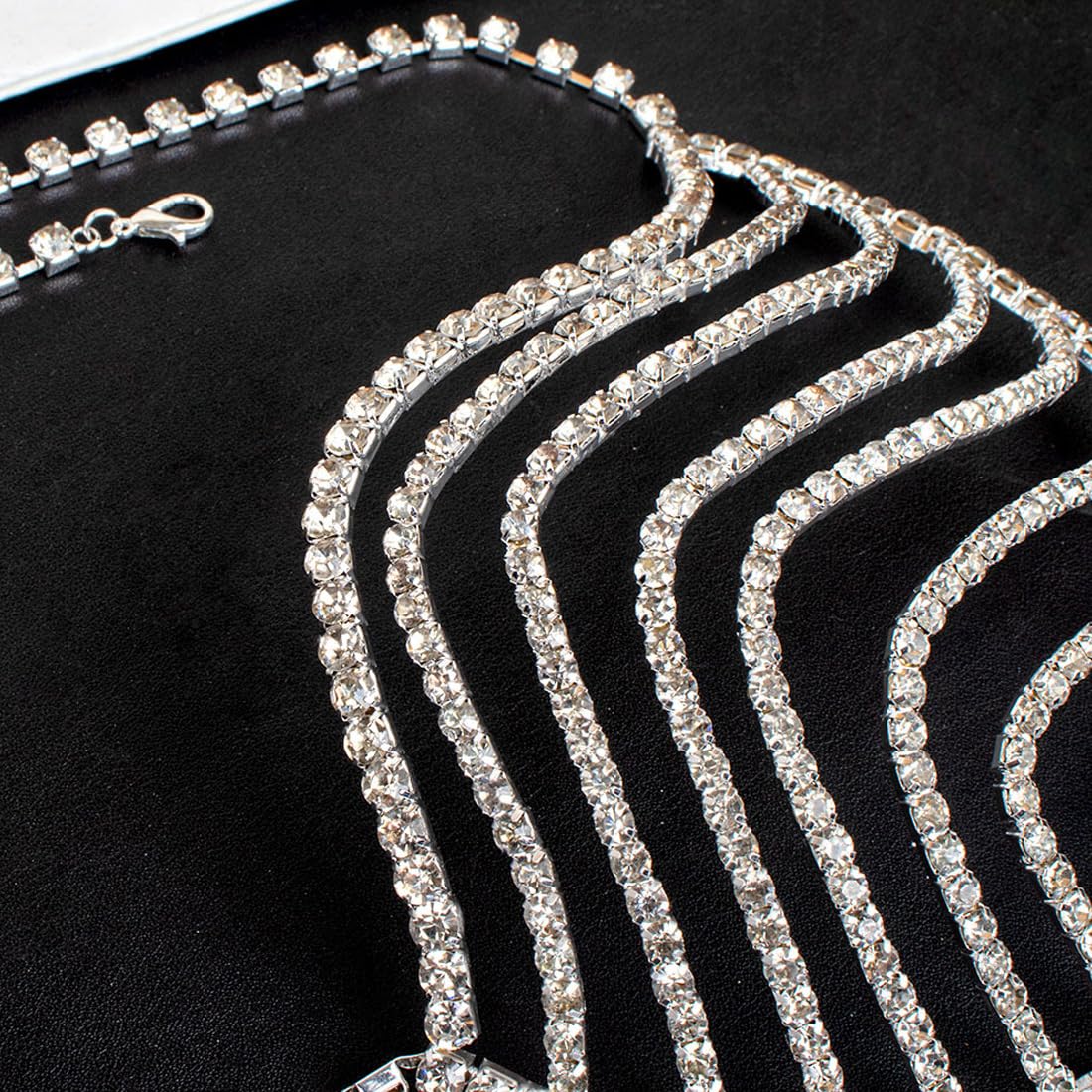 Abito A Catena per Il Corpo, Gioielli A Catena per Il Corpo in Strass, Abiti da Festival Rave Sexy per Donne E Ragazze-Silver