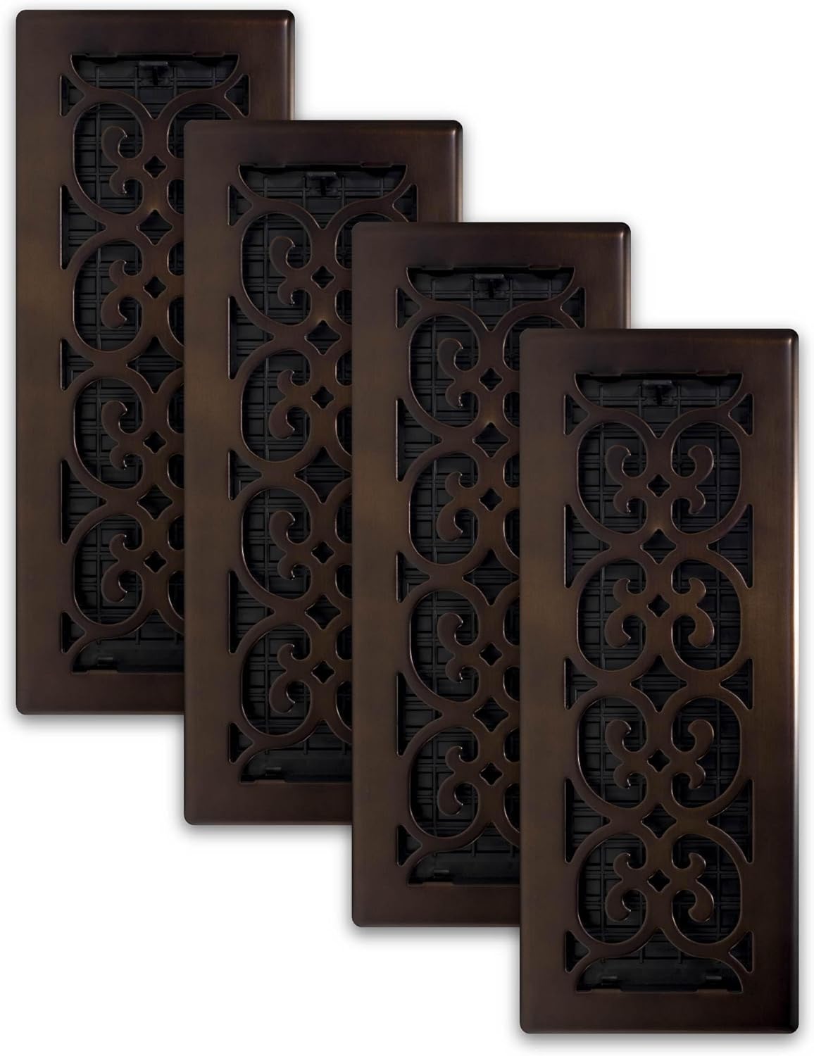 Decor Grates (4-Pack) SPH412-RB Scroll Design Floor Register, 4x12 Inches, Rubbed Bronze Finish