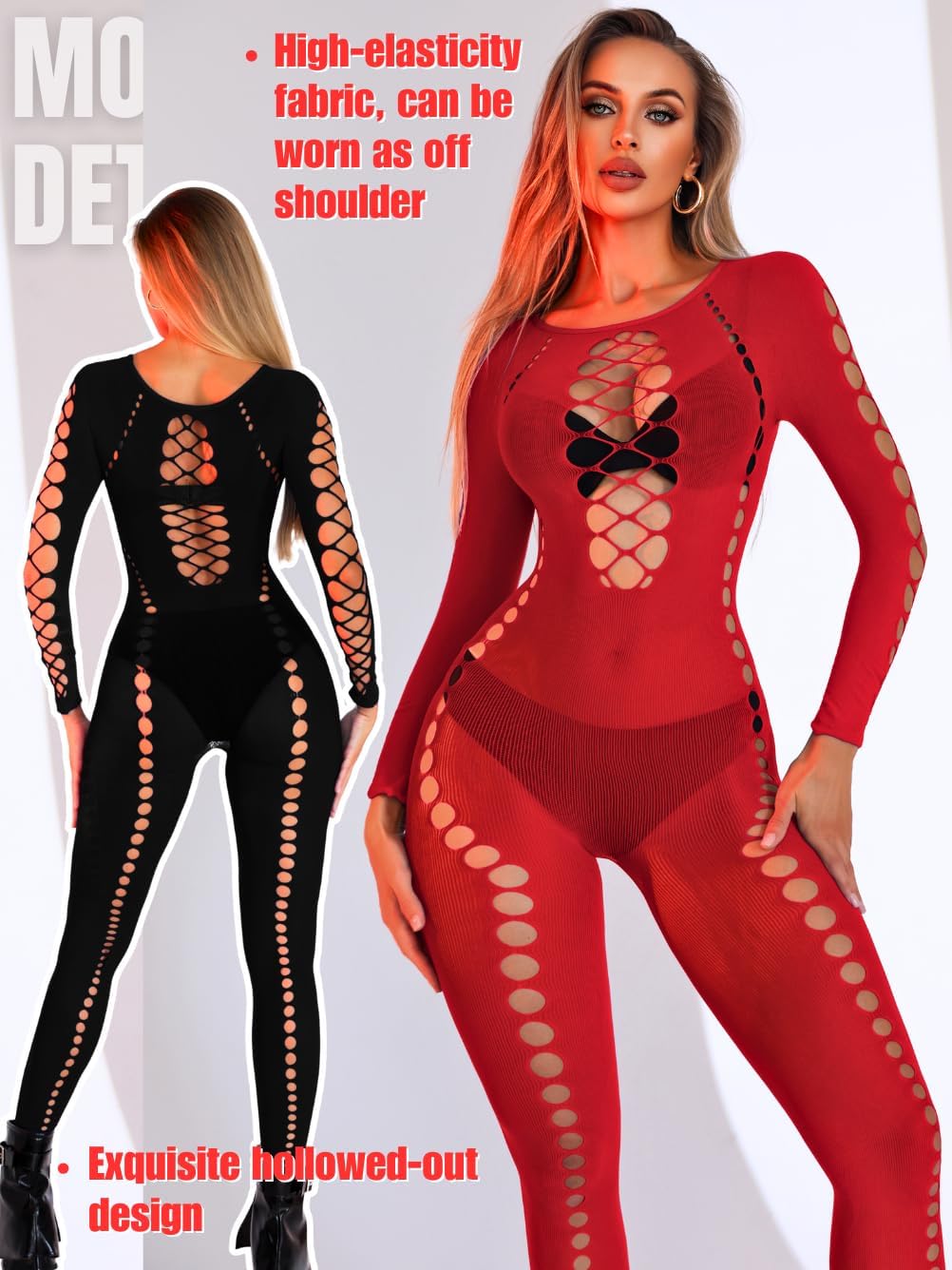 Sexy Women Fishnet Bodysuit, Seamless Lace Jumpsuit Full Mesh Body Stocking, Rave Club Exotic Dancer Outfits Festival - Image 5