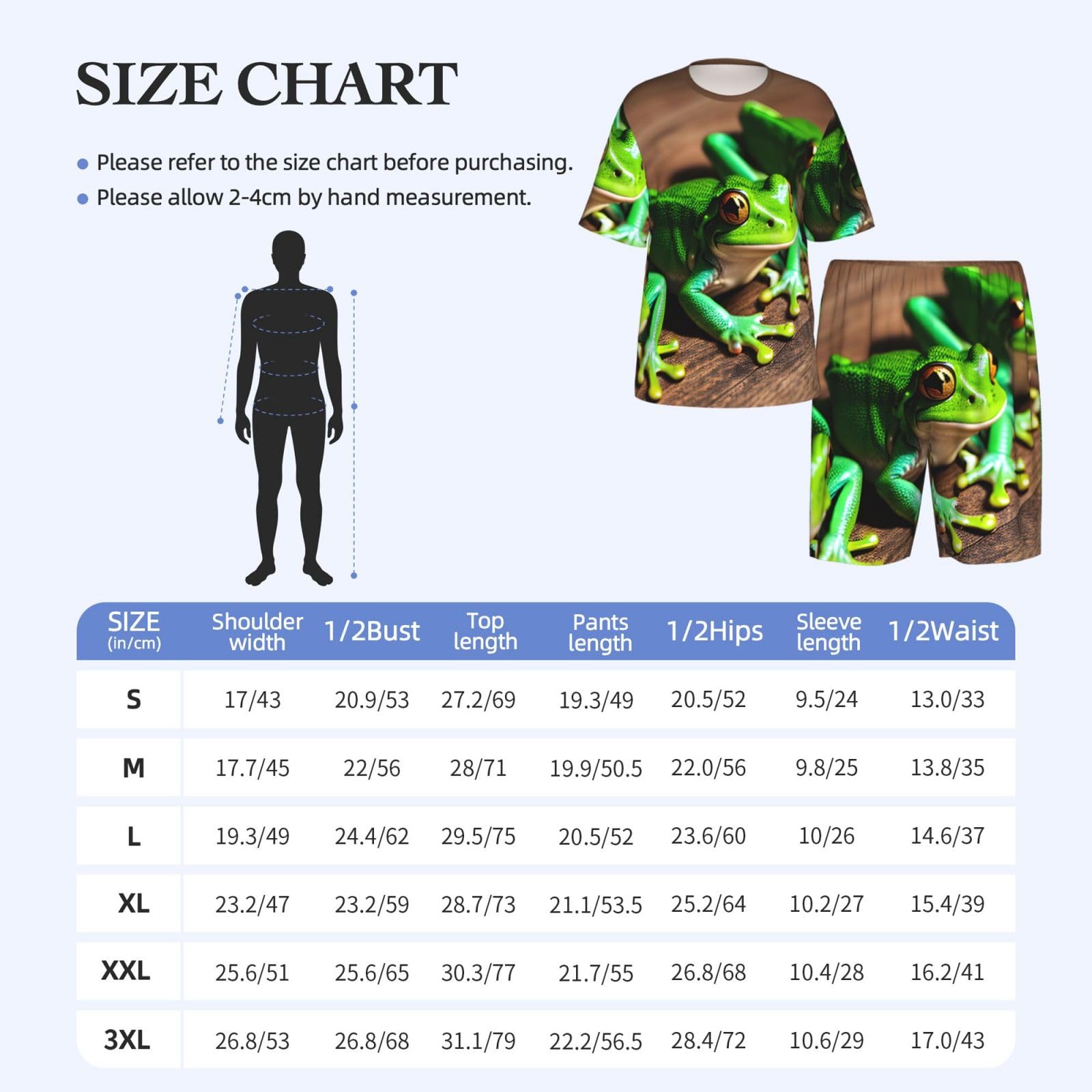 Divertido conjunto de pijama clásico para hombre, con estampado de ranas, pantalones cortos de pijama suaves para hombre, perfecto para las noches de verano