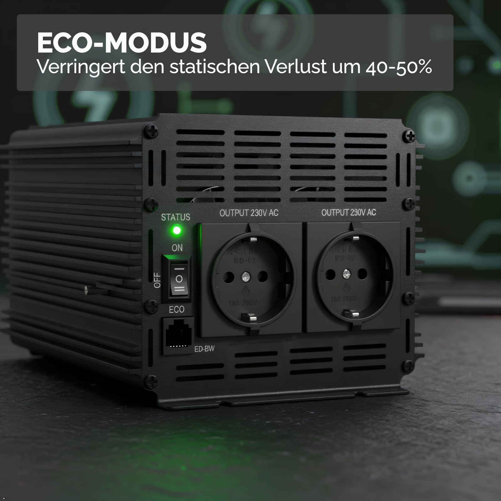 EDECOA Wechselrichter 1500W Reiner Sinus – 12V auf 230V mit ECO-Modus, Bluetooth & App für Auto, Wohnmobil & Solarenergie – Tragbarer Stromwandler mit LCD-Display