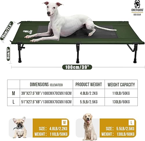 Miniatura 2 de ONETIGRIS Cama elevada para perros, cama elevada grande para perros de bacalao para exteriores, con malla a prueba de masticaciones, cama portátil