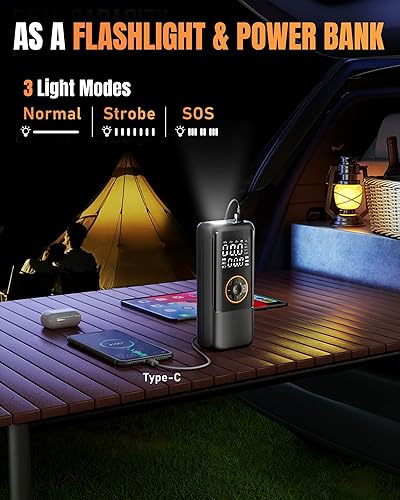 Miniatura 7 de Compresor de aire portátil para inflador de neumáticos, compresor de aire de 150 PSI para neumáticos de automóvil, bomba de bicicleta inalámbrica