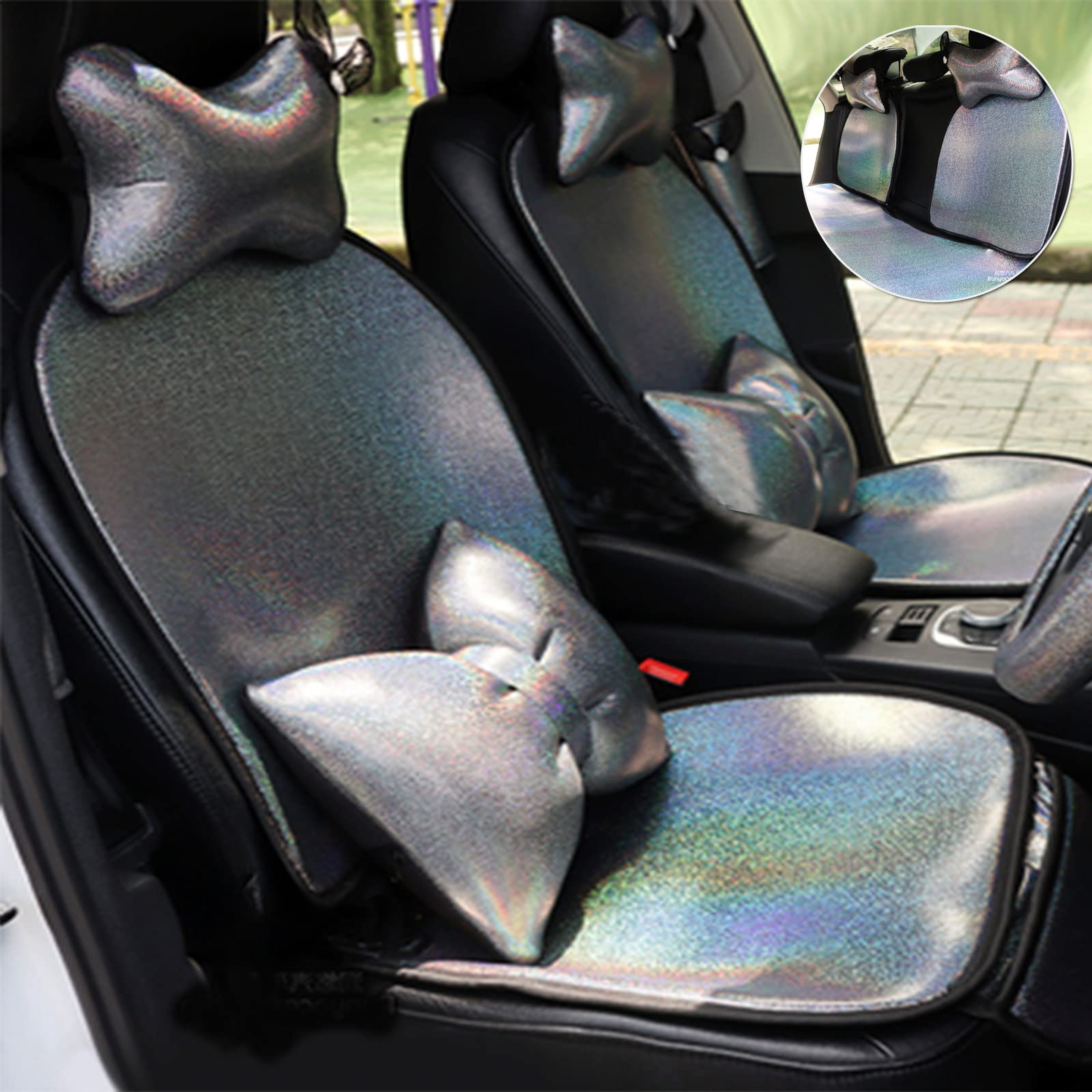 WERSDF 13 Pieces Slightly Flashing Car Seat Covers Full Set, Car Accessories Set, Flashing Seat cushion, Rear seat cushion, Lumbar pillow, head pillow, and backrest