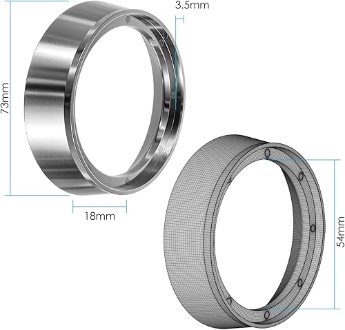 Miniatura 9 de Embudo dosificador magnético V2 de 2.126 in, anillo dosificador de café expreso de acero inoxidable con 8 imanes compatible con portafiltros