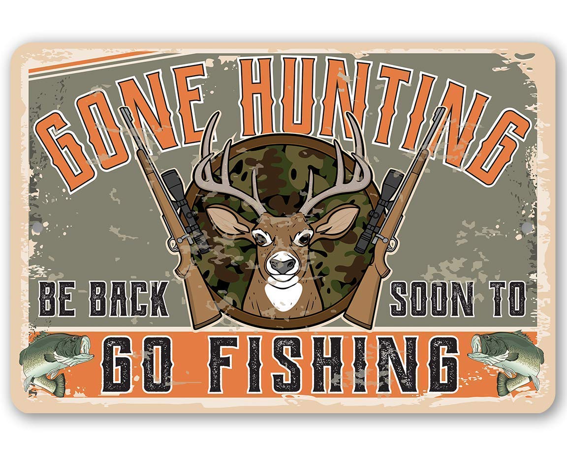 Gone Hunting Will Be Back To Go Fishing Doormat | Welcome Front Door Mat | Outdoor Porch Decor | Welcome Doormat | Home Gifts
