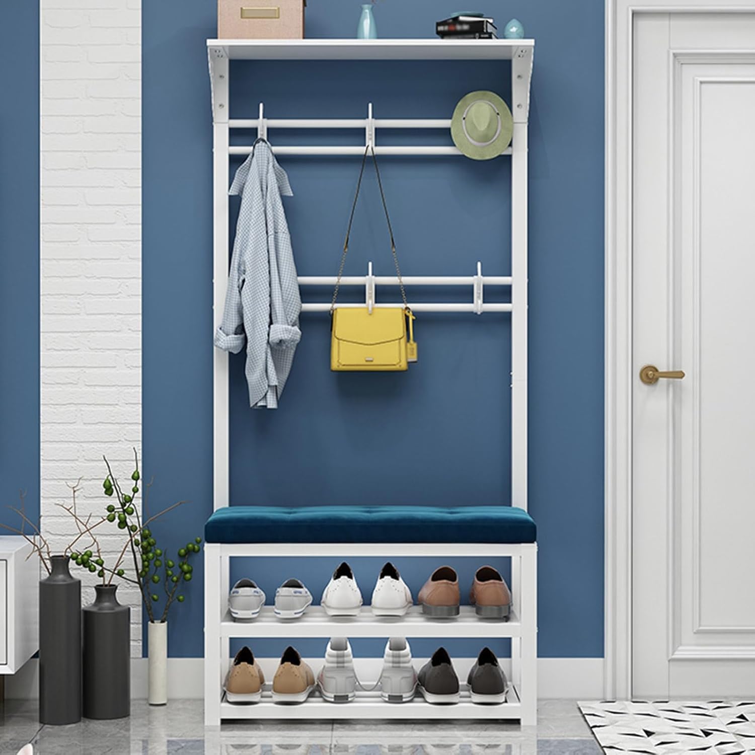 3-in-1 Hall Tree with Storage Bench, Coat Rack & Shoe nizer - Freestanding Entryway Furniture with Hooks & Shelf, Easy Assembly, Stylish Entryway Solution (60cm)