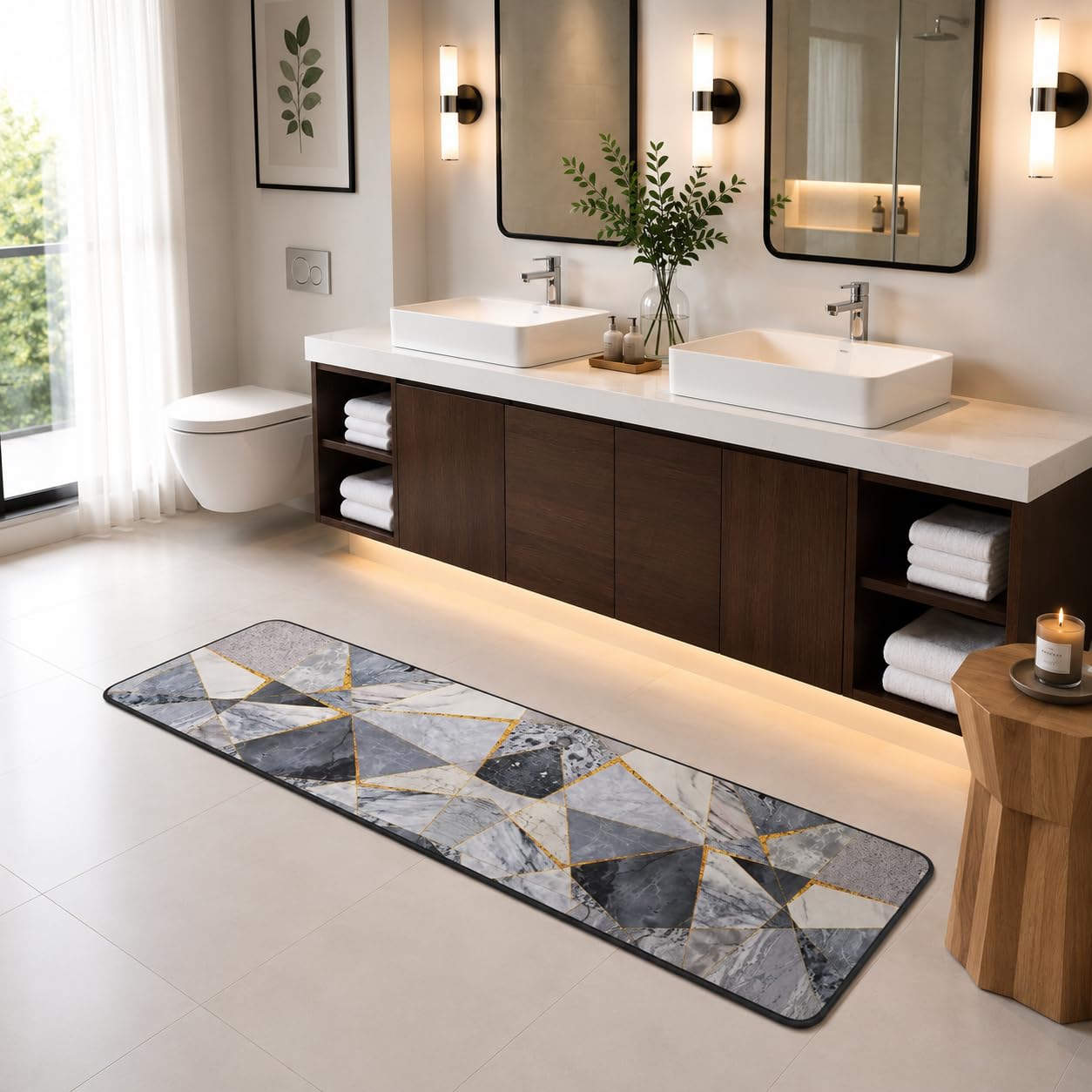 Grey Gold Kitchen Mats - Set of 2 -3