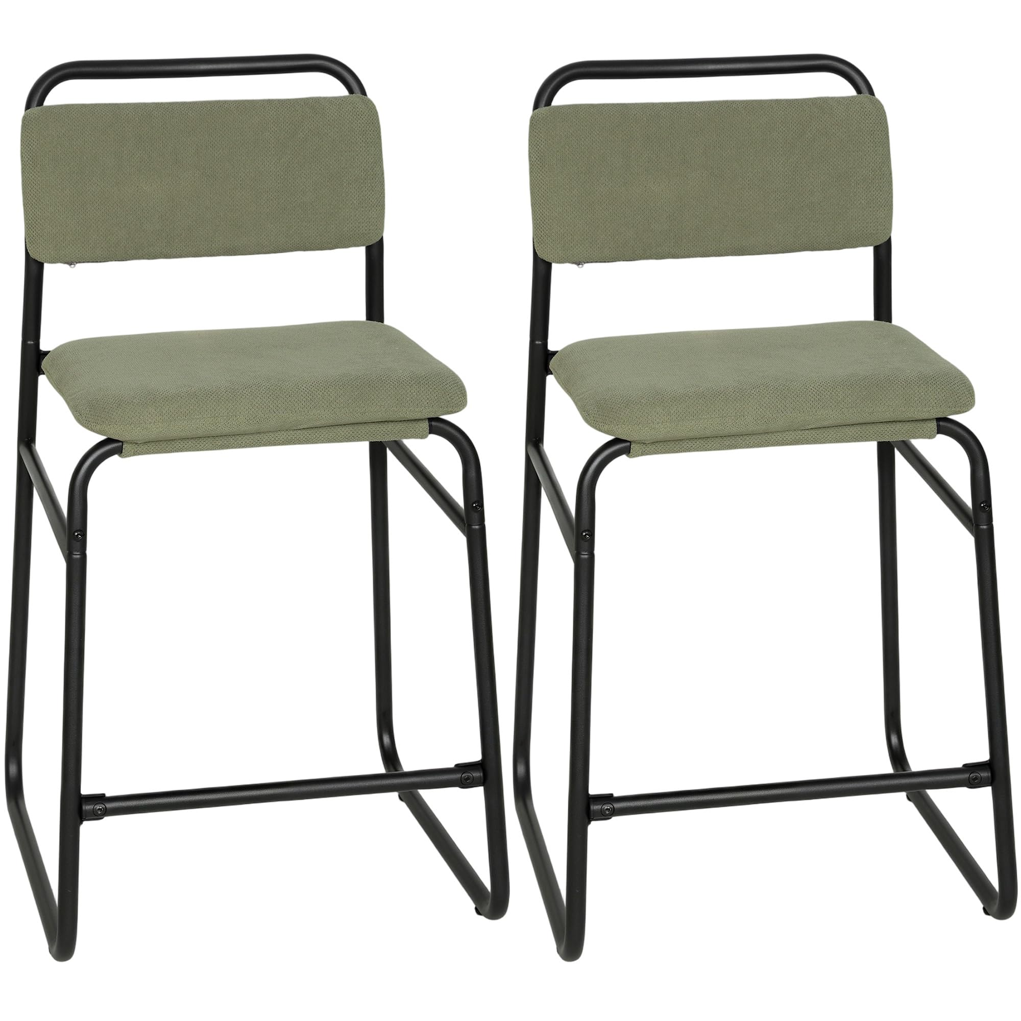 HOMCOM Lot de 2 Tabourets de Bar en Velours, Assise Rembourrée 67H cm, Vert