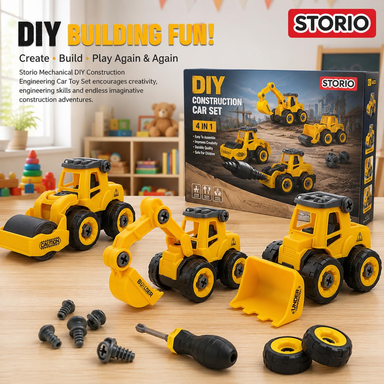 Storio DIY Excavator Set - Build Your Own Construction Truck! -3 Storio DIY Excavator Set - Build Your Own Construction Truck! -3