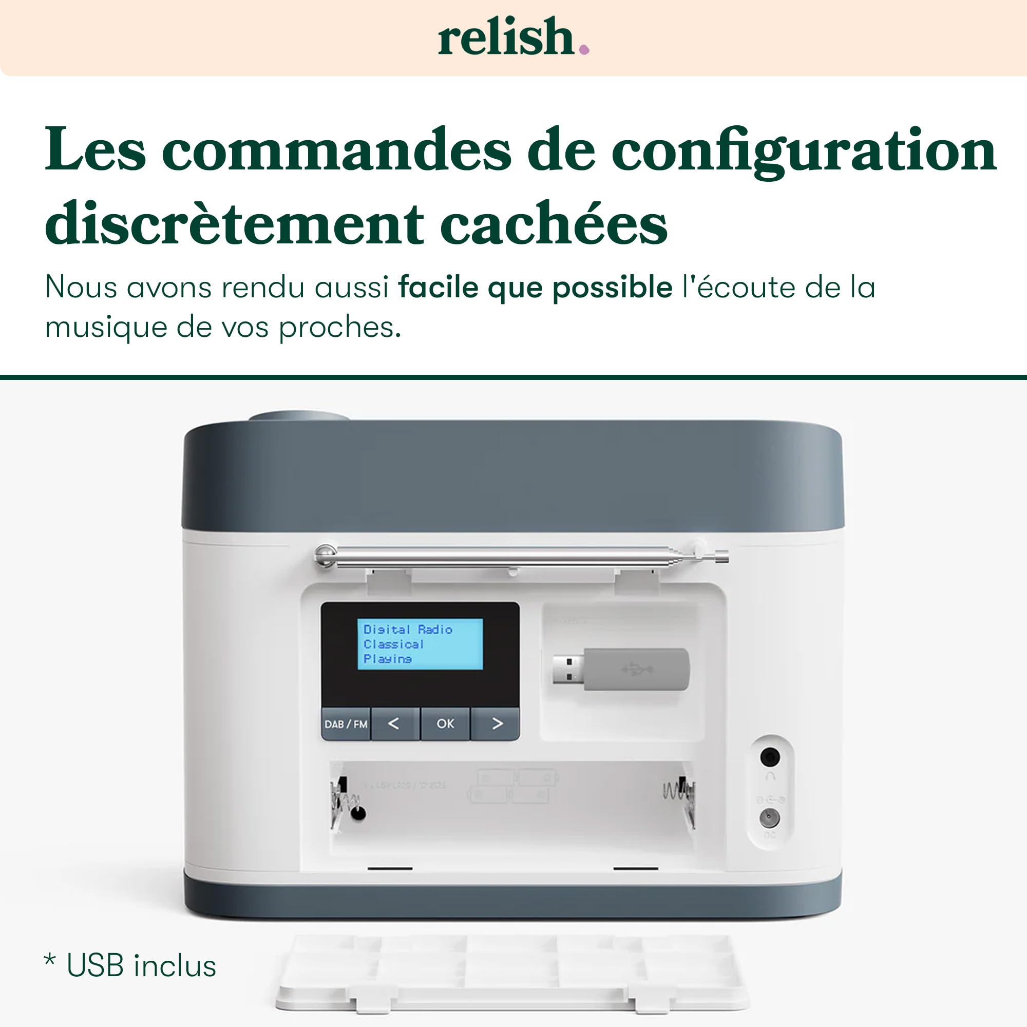 Radio Dab/FM et Lecteur de Musique Portable Simple pour Les Personnes âgées, Les Personnes souffrant de démence et d'Alzheimer ou malvoyantes - Grands Boutons, Design Simple, Facile à Utiliser