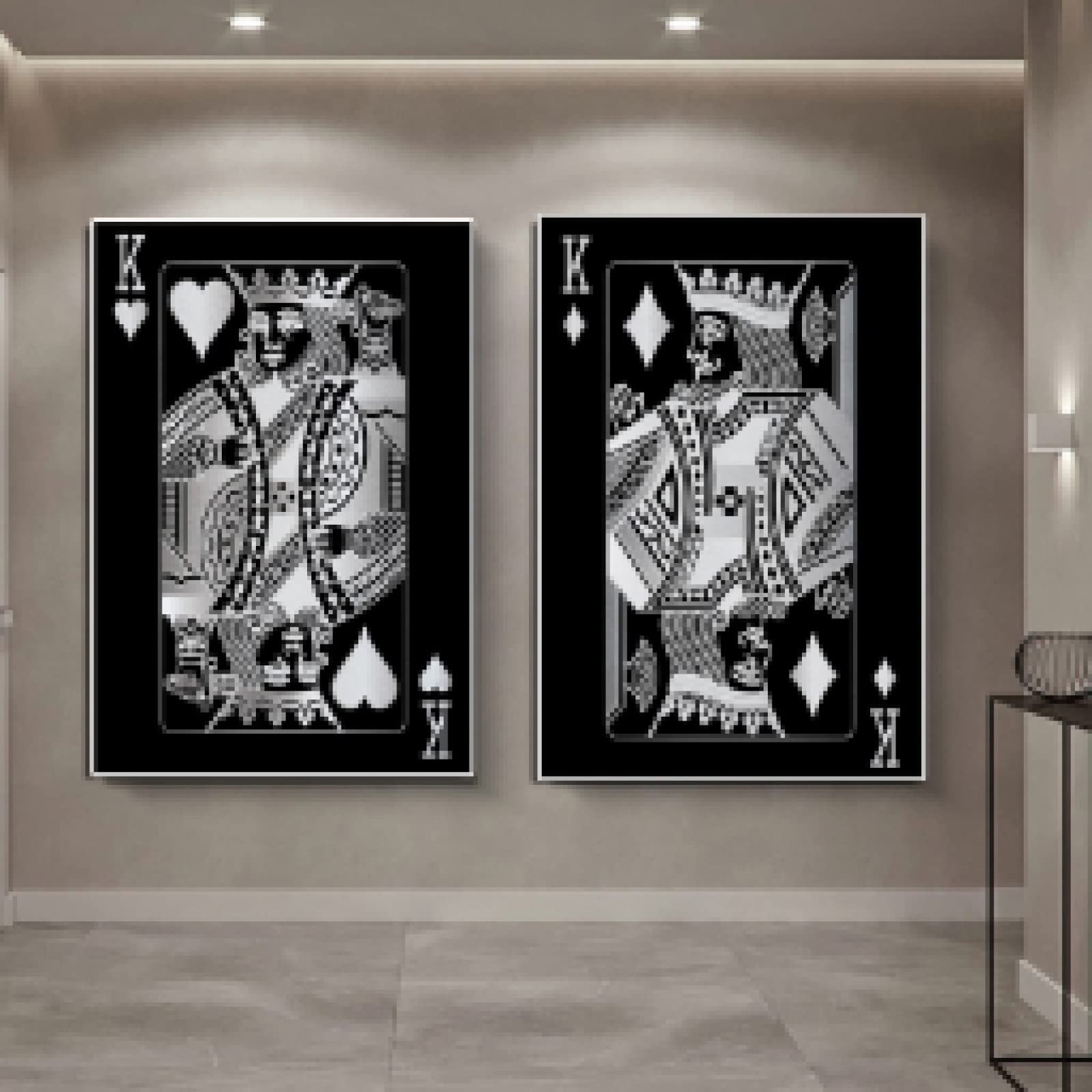 Vintage poker karty do gry na płótnie obrazy retro oprawione sztuka ścienna bar pub kasyno dekoracje obrazy do domu dekoracja ścienna 115 x 80 cm x 2 szt. rama wewnętrzna