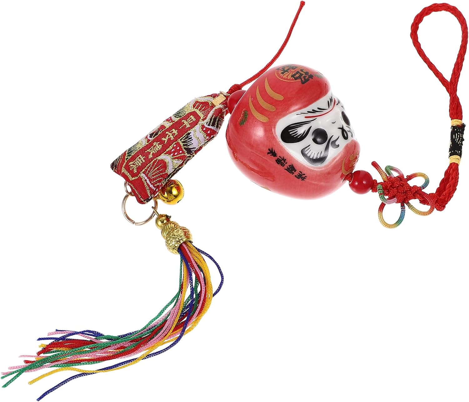 TEHAUX Dharma Egg Ornament Retro Decor Home Decoration Car Pendant Hanging Charm Japanese Pendant Home Ceramic Wind Bells Ceramic, Cloth Tumbler Red Ceramics Car Trim