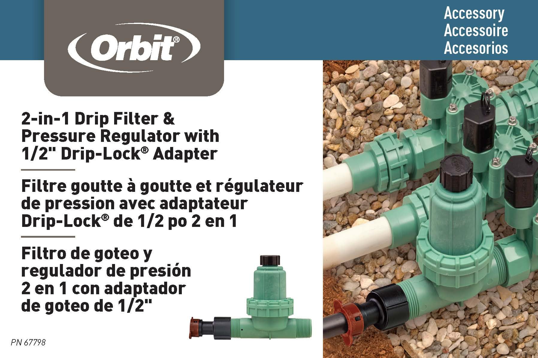 Orbit 2-in-1 filtro di irrigazione a goccia e regolatore di pressione 30 psi – micro-irrigation valvola – 67798 – riduttore di flusso d' acqua, Lyndee