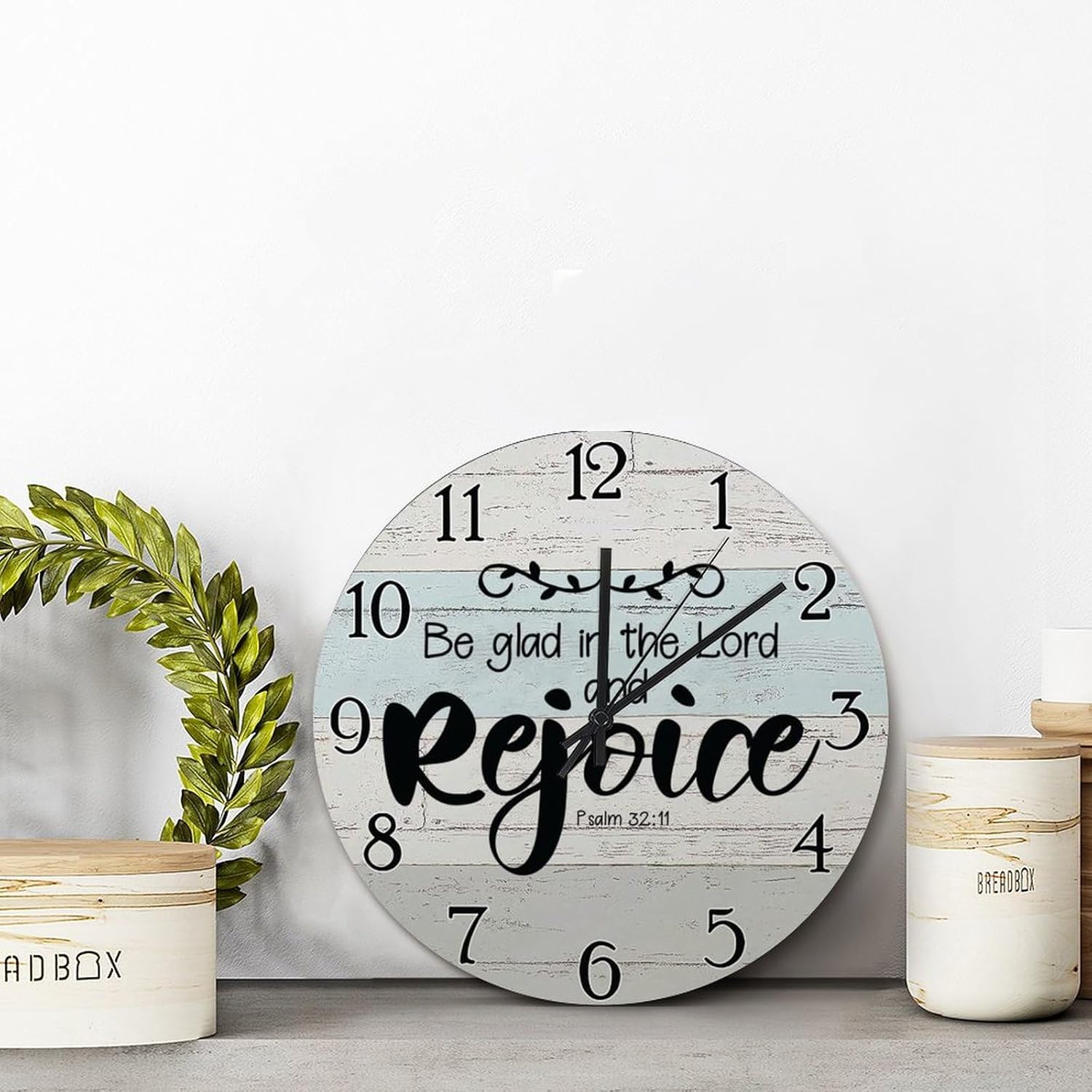 Scripture Round Decorative Clocks Battery Operated 15 Inch Be in The Lord and Rejoice Clock Religious Faith Wall Art Farmhouse Home Decor for Living Room Kitchen Bedroom Office