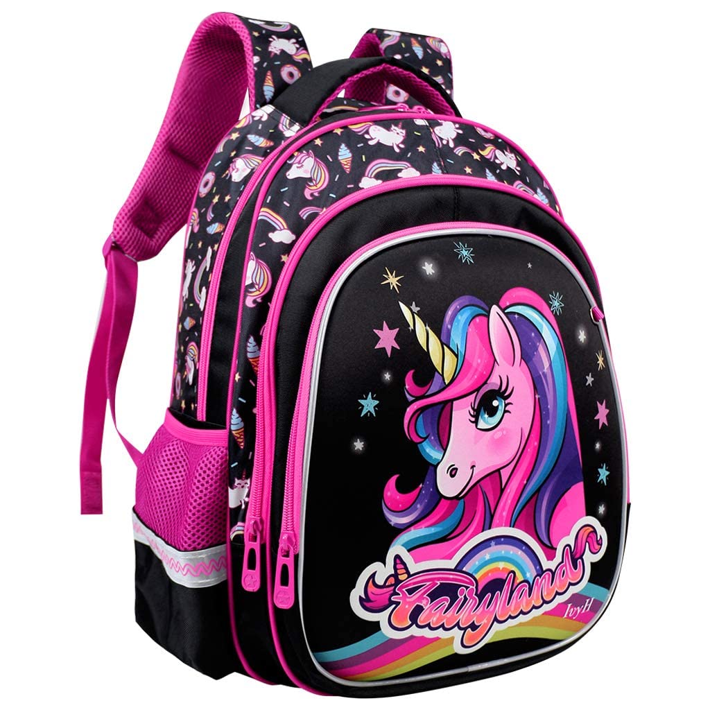 IvyH Trolley-Tasche für Kinder, Grundschultasche, Schulranzen mit Rollen, mit Lunchtasche, ideal für 1-6 Schüler