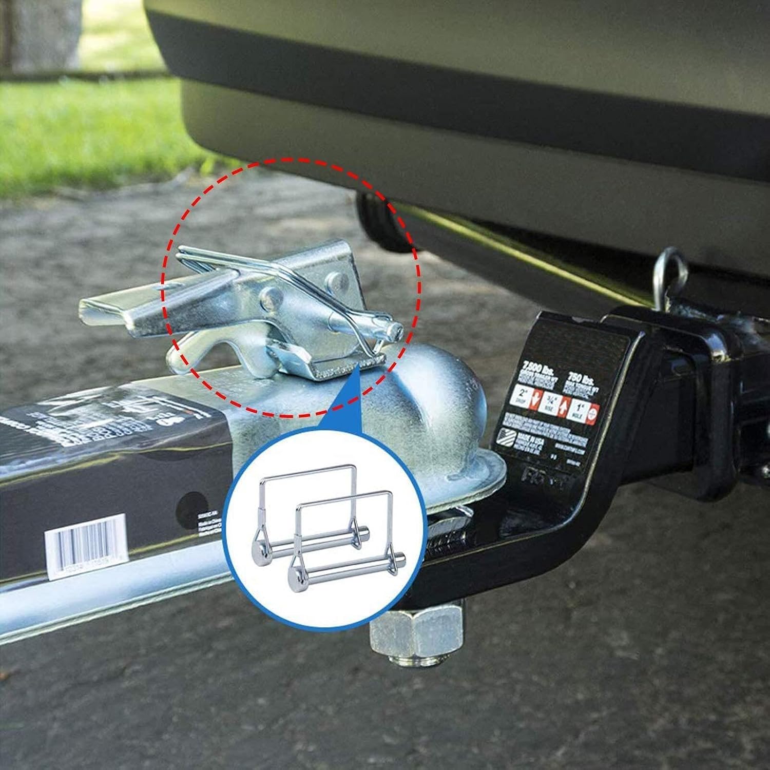 2 Pack 15/32" x 2-3/4" Heavy Duty Trailer Hitch Lock Pin – High Strength Carbon Steel Safety Lock Pin for Secure Towing of Trailers, Boats, RVs, Utility Vehicles