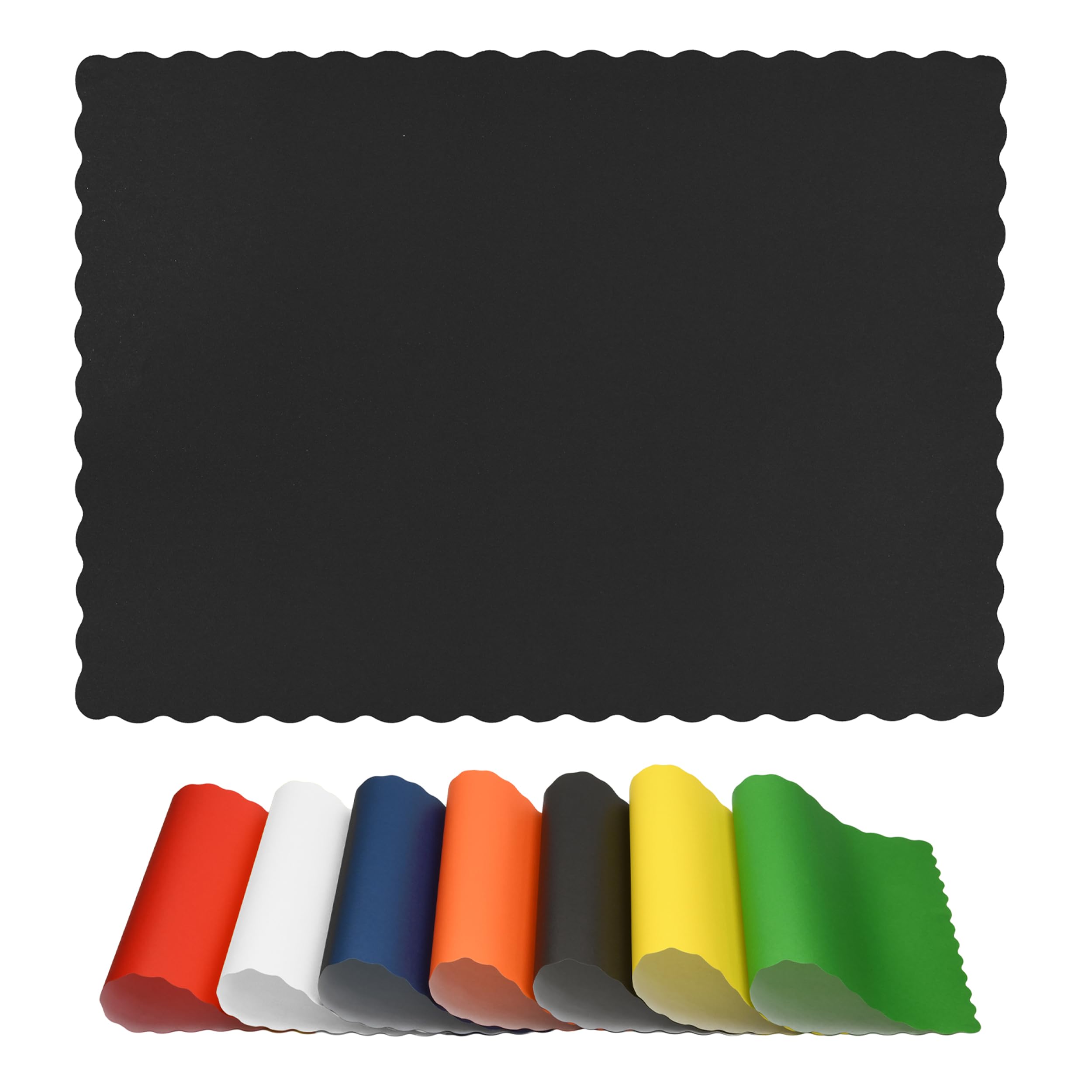 Photo 1 of Netko Paper Placemats - Black, Scalloped Edges, 10"x14", 50ct