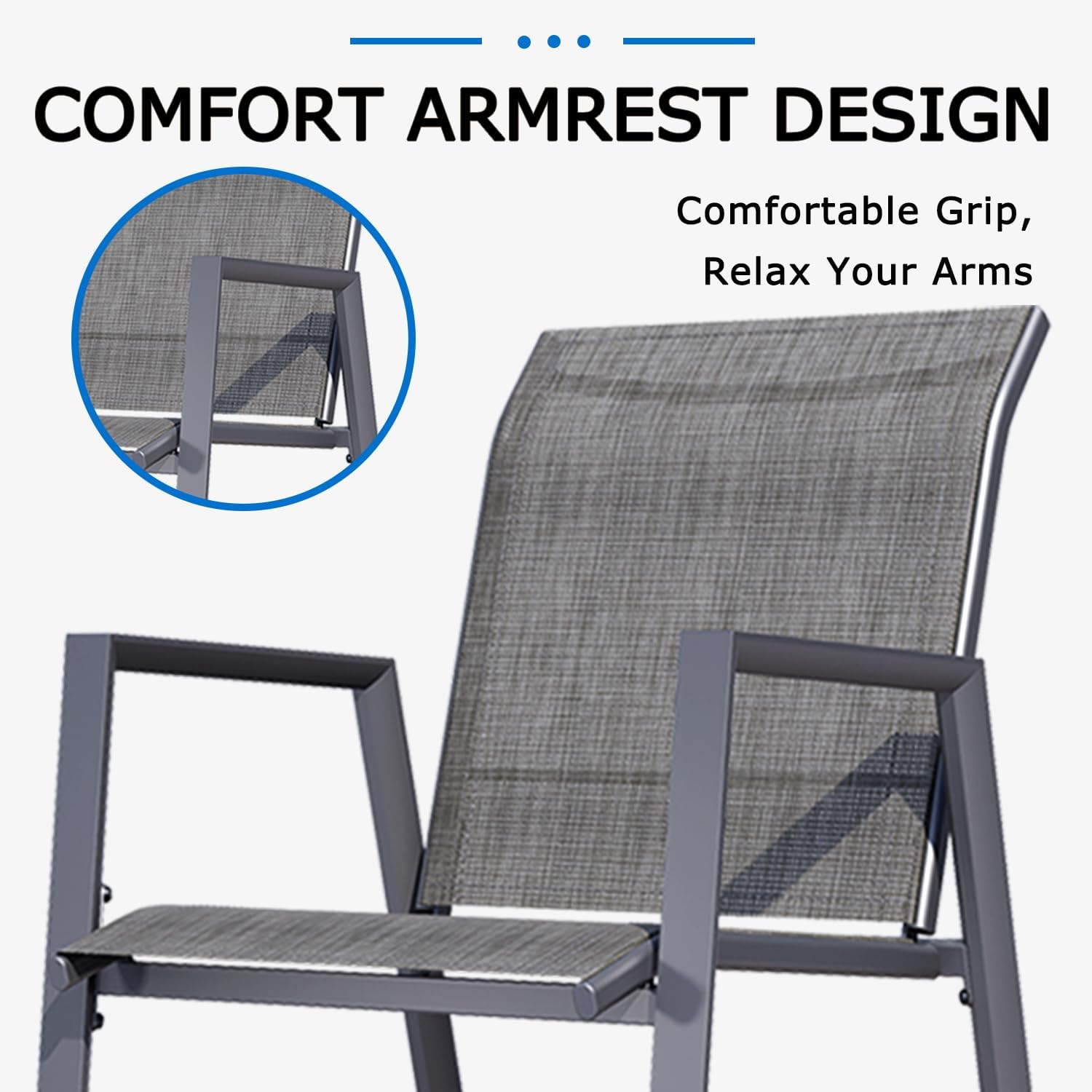 Outdoor Bar Stools Set of 4, Stackable Patio Bar Chairs, Bistro Chairs with High Back for Outside, Lawn & Garden, Grey
