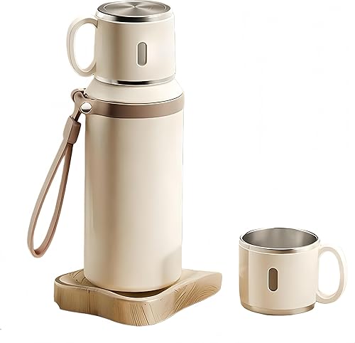 Botella aislada al vacío de acero inoxidable con tapa con tapa, taza de viaje aislada al vacío, de boca ancha con tapa a prueba de fugas, mantiene