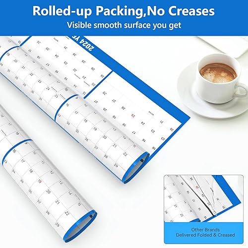 Miniatura 2 de Calendario de pared 2024 mensual borrable de 32 x 48 pulgadas, calendario de pared grande de borrado en húmedo y seco para pared 2024-2025,