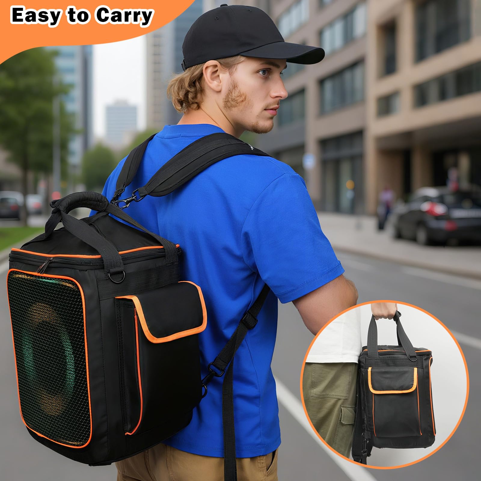 Custodia Trasporto Borsa di Tela Robusta da Viaggio Zaino Cover Portatile per JBL PartyBox Encore 2 Speaker Portatile Wireless con Microfono Senza Fili,Tasca per Caricabatterie,Accessori