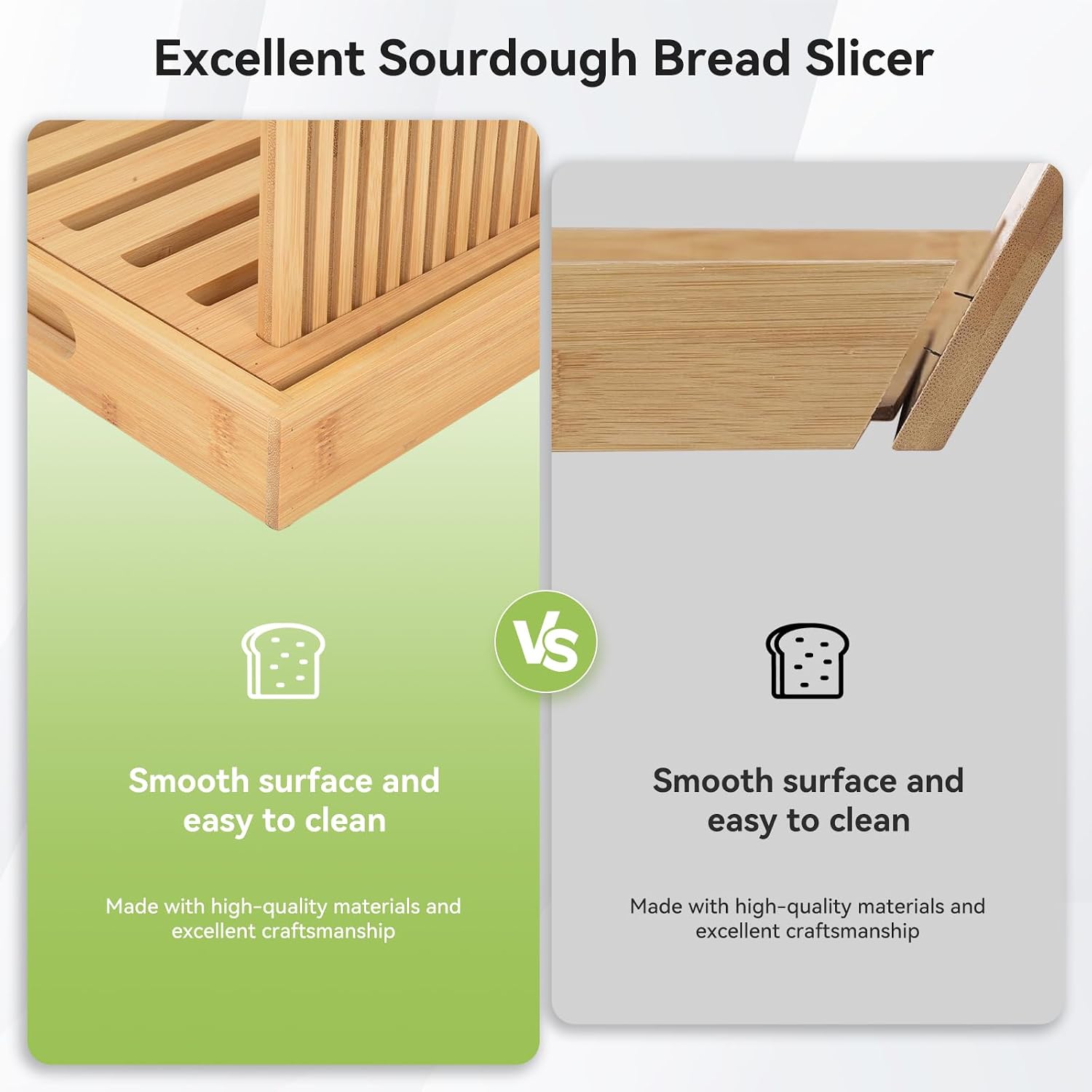 OTraki Bamboo Bread Slicer with Adjustable Guide, 10.5" Bread Cutting Board