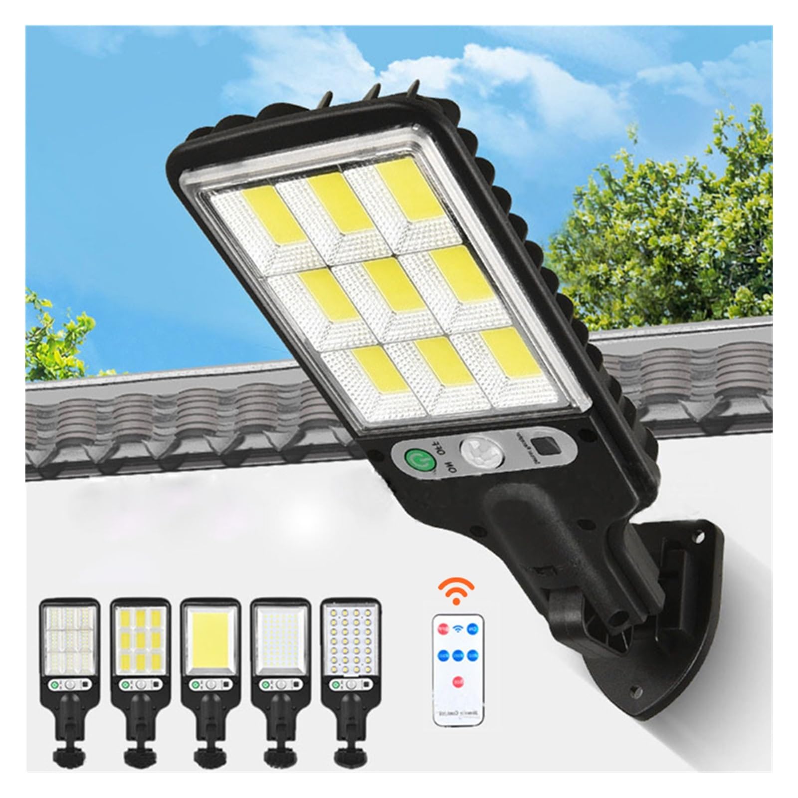 Oświetlenie solarne zewnętrzne, Lampy słoneczne Zewnętrzna lampa uliczna LED z czujnikiem ruchu 3 tryby oświetlenia Oświetlenie COB SMD do ogrodu na podwórko Patio Parking Zasilane energią słoneczną(6