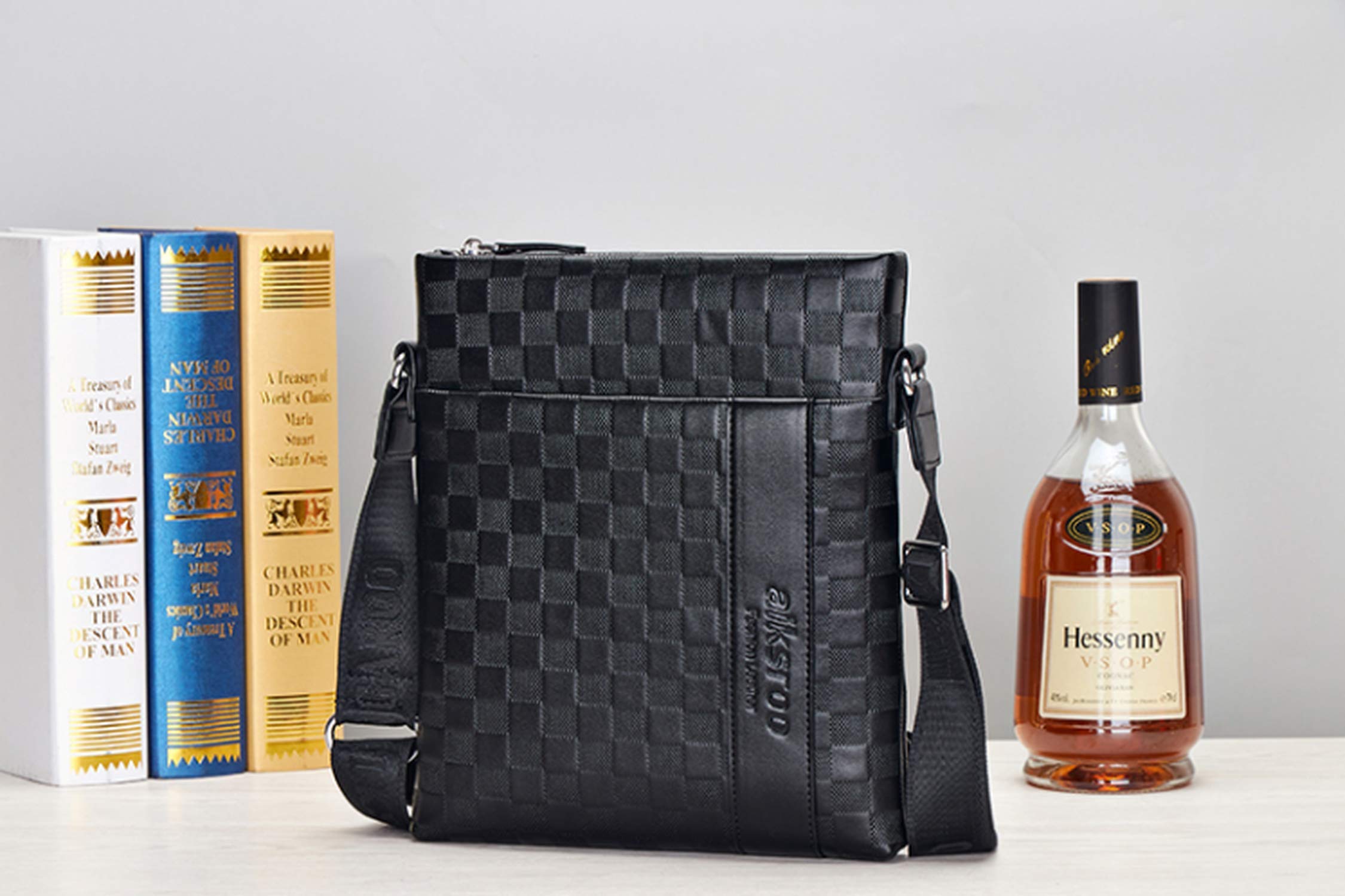 Flow.month Sac à bandoulière en Cuir pour Homme d'affaires Casual Ipad Casual Crossbody Bag Classic Bag Tote Bag, bandoulière réglable, adapté aux Voyages/au Quotidien/au Bureau