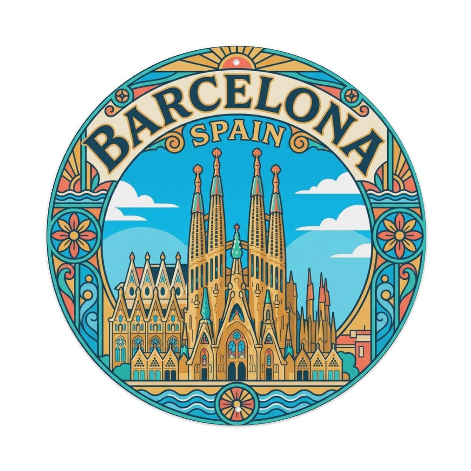 Metal Tin Sign Retro Travel Spain Barcelona