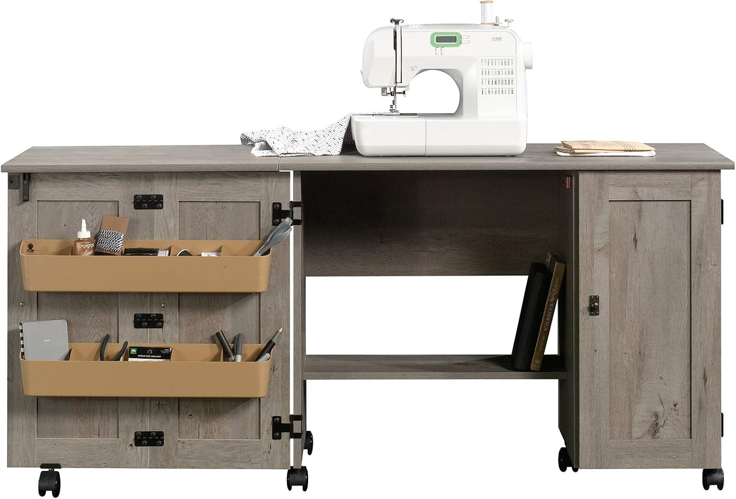 Sauder Miscellaneous Storage Sewing/Craft Cart, Mystic Oak finish