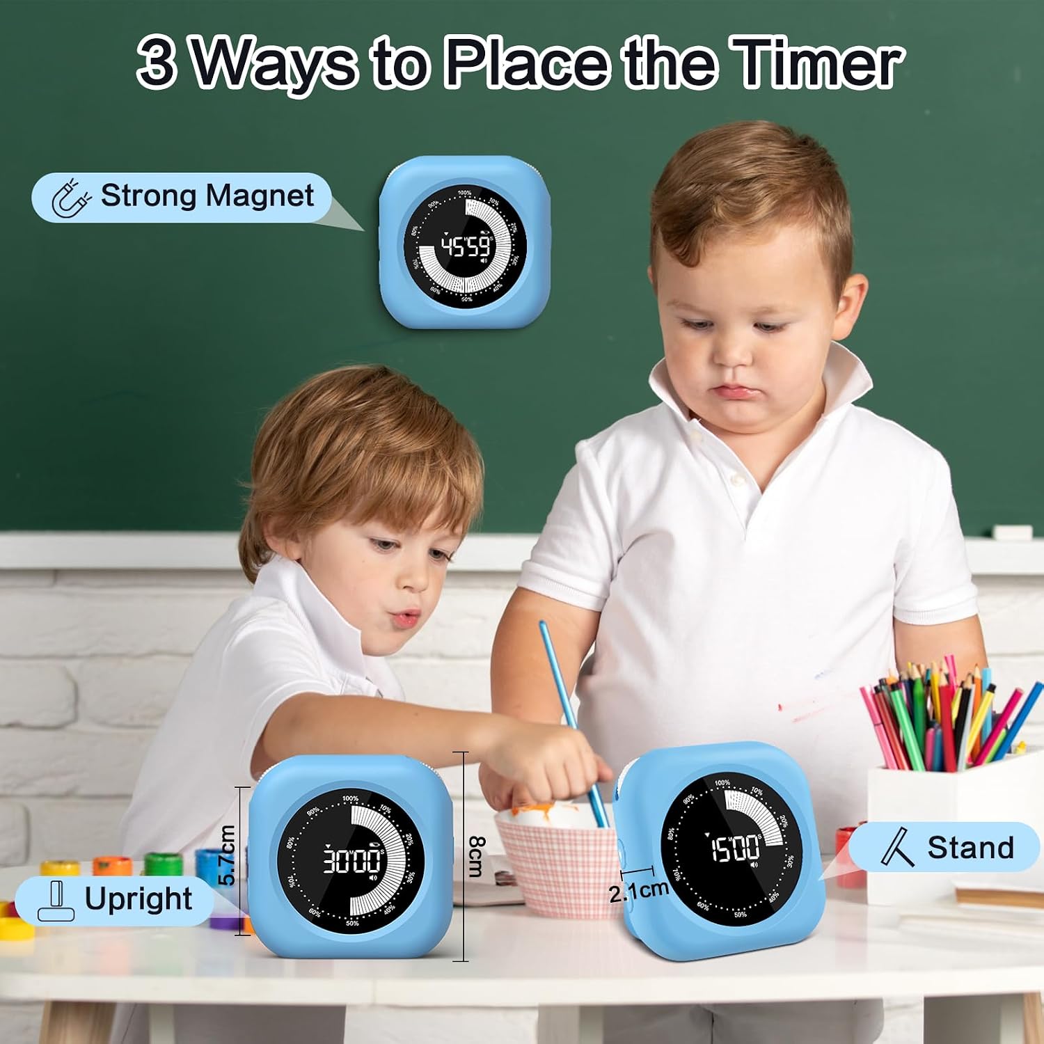 Visual Timer for Kids Rechargeable,10-Hour Digital Timer,Magnetic Timer with Visual Time Bars Design,3 Brightness/3 Volume Adjustable,Countdown/up Timers for Classroom Study Game Gym Kitchen Office
