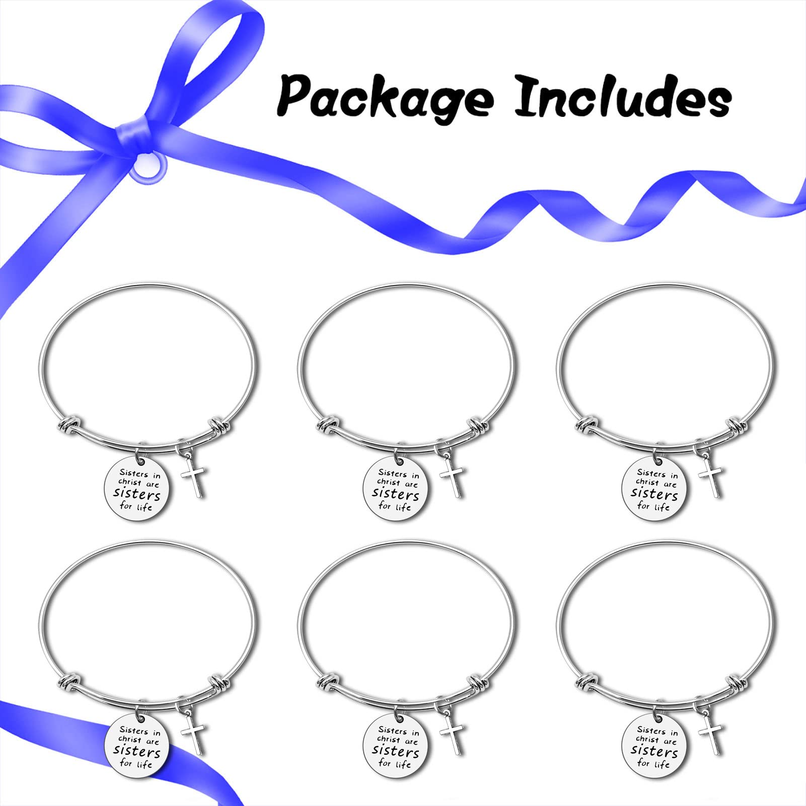 6 pulseras para hermanas cristianas, regalo religioso para hermanas, amigas, hermanas religiosas, regalos de fe para mujeres, regalos de amistad, brazalete motivacional para mejor amiga 7