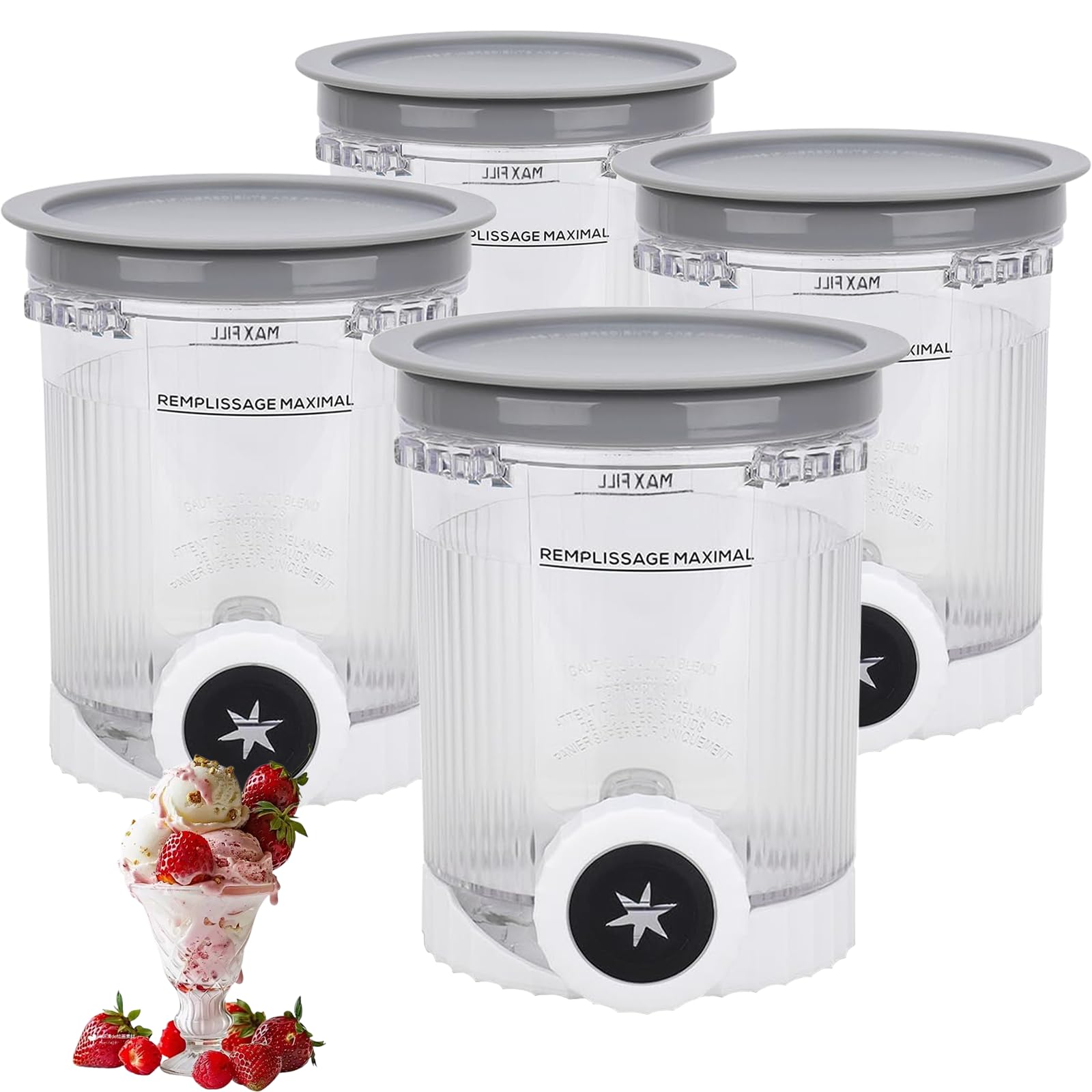 Lot de 4 récipients pour machines à crème glacée et couvercles Ninja Creami Swirl, compatibles avec Ninja NC700 et NC701, sans BPA, passent au lave-vaisselle
