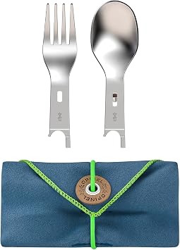 Opinel Picnic+ Cutlery Insert Set for No. 8 Folding Pocket Knives, Fork and Spoon Insert, Micro Fiber Napkin, Made in France
