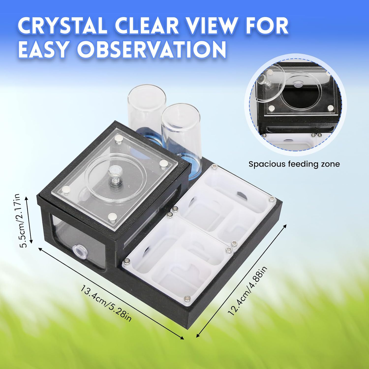 Ant Farm Nest - Educational Habitat - Black and White Acrylic Design with Built-in Water Tower and Clear Observation Area (M-2)