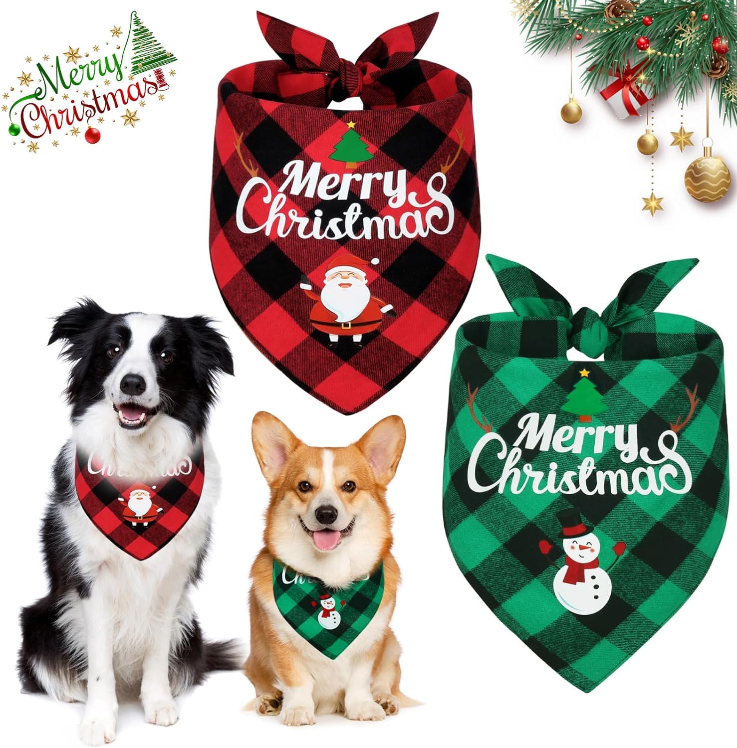Christmas Decoration Dog Bandana Christmas Dog Gifts Neckerchief Cat Accessories Dog Gift Dog Scarf Christmas Dog Bandana Christmas Suit Christmas Scarf Classic 2 Pieces - Image 2