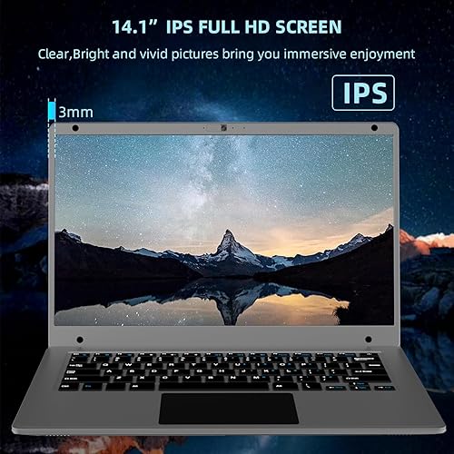 Miniatura 5 de Exilapsire Computadora portátil de 14.1 pulgadas, Intel Celeron Quad-Core, 4 GB de RAM y SSD de 192 GB, computadoras portátiles Windows 11 con IPS