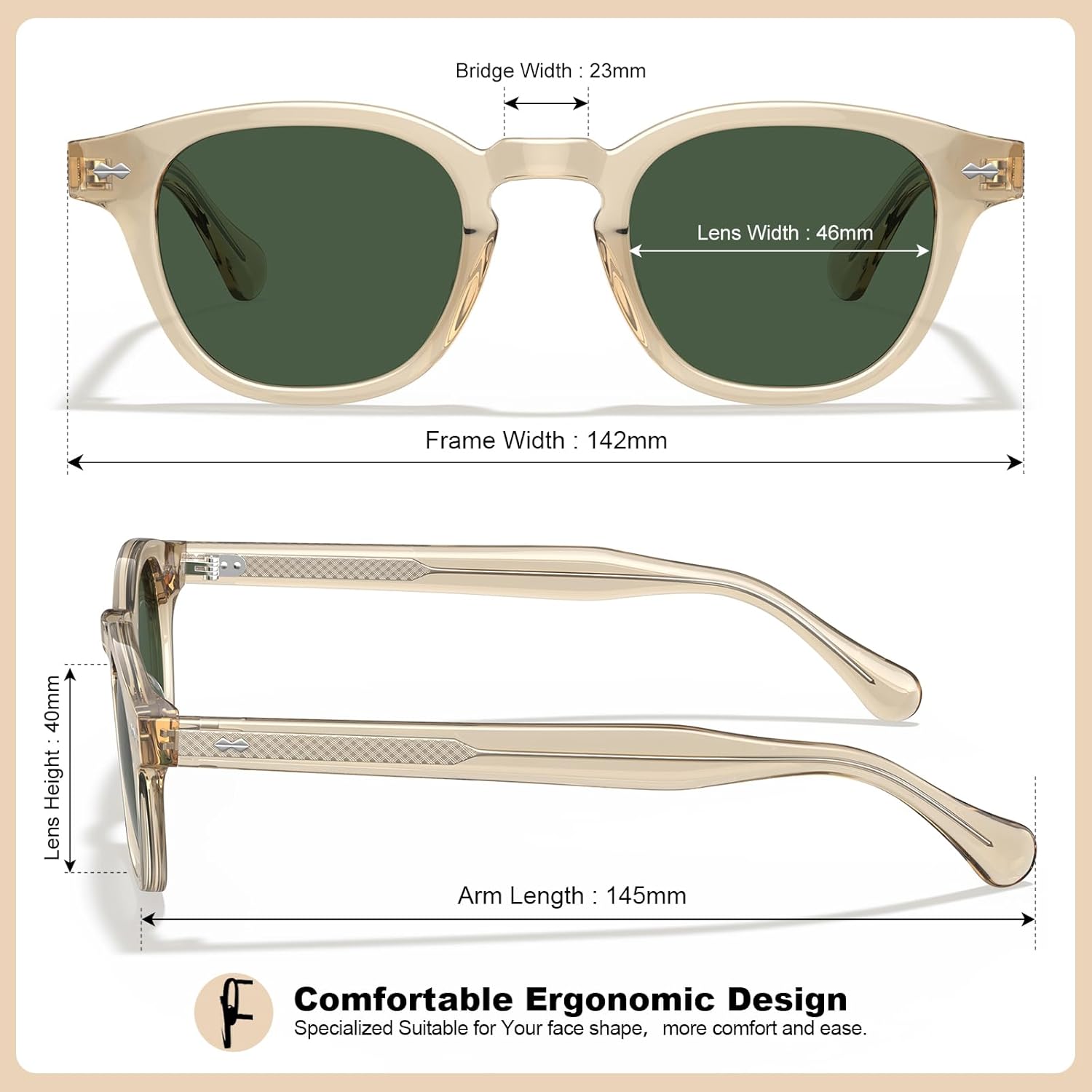 CARFIA Retro Cool Atetate Sunglasses for Men Polarized UV Protection, Trendy Keyhole Square Sunnies Driving Shades