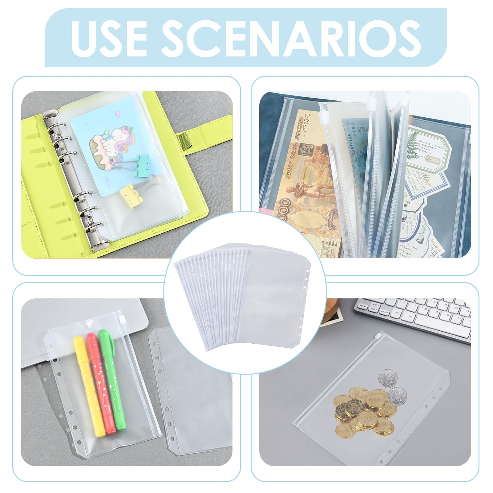 30 Stuks A6 Maphoezen – 6-gats – Transparant PVC – Waterdicht – 18x10 Cm – Voor Documenten, Foto’s, Bonnen En Kaarten – Budgetvriendelijk