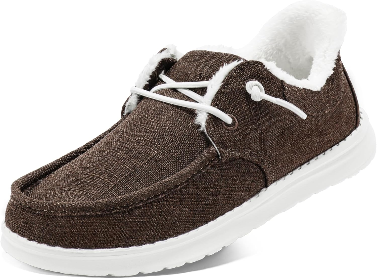 STQ Slip On Shoes Women Loafers Orthopedic Fur Lined Warm Winter Canvas Boat Shoes Plantar Fasciitis Relief Maternity Pregancy Walking Sneakers for Travel