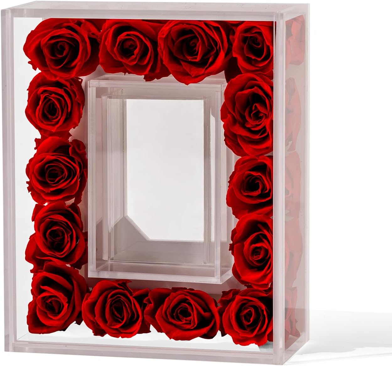 ROSEROSE Preserved Roses Frame, 14 Forever Flowers Eternal Rose in Acrylic Frame for Home Decor,Ideal Gift for Her, Mom, Wife, Girlfriend on Mother's Day,Anniversary, Christmas(Red)
