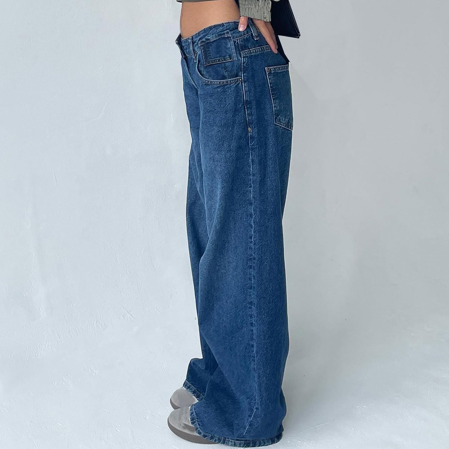 Women's Low Rise Baggy Jeans Washed Straight Wide Leg Denim Pants Casual Loose Boyfriend Jean Streewear Trousers - Image 4