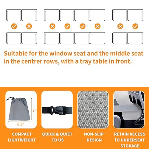 Miniatura 6 de Cama de avión para niños pequeños, extensor de asiento de avión para niños, reposapiés de avión para niños, hamaca de pies para niños, accesorios de